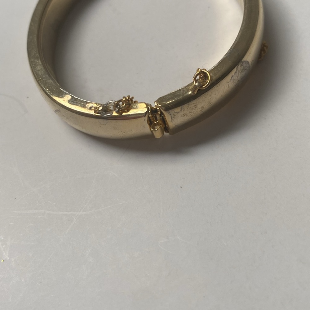 Hinged Bracelet Cuff With Safety Chain - Picture 2 of 2